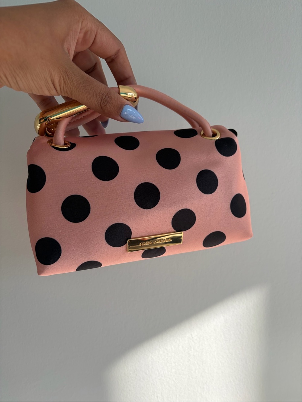 Marc Jacobs Pink and Black Polka Dot Mini Top-Handle Bag